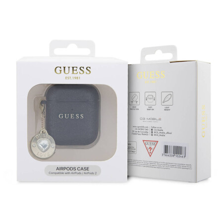 Apple Airpods Kılıf Guess Orjinal Lisanslı Glitter Elmas Kalp Süs Zincirli Kapak - 4