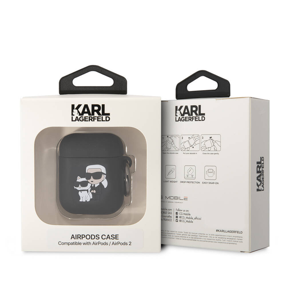 Apple Airpods Kılıf Karl Lagerfeld Orjinal Lisanslı Karl & Choupette 3D Silikon Kapak - 4