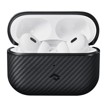 Apple Airpods Pro 2 Kılıf Magsafe Şarj Özellikli 600D Aramid Fiber Pitaka Classic Serisi Black-Grey Twill Kılıf - 4