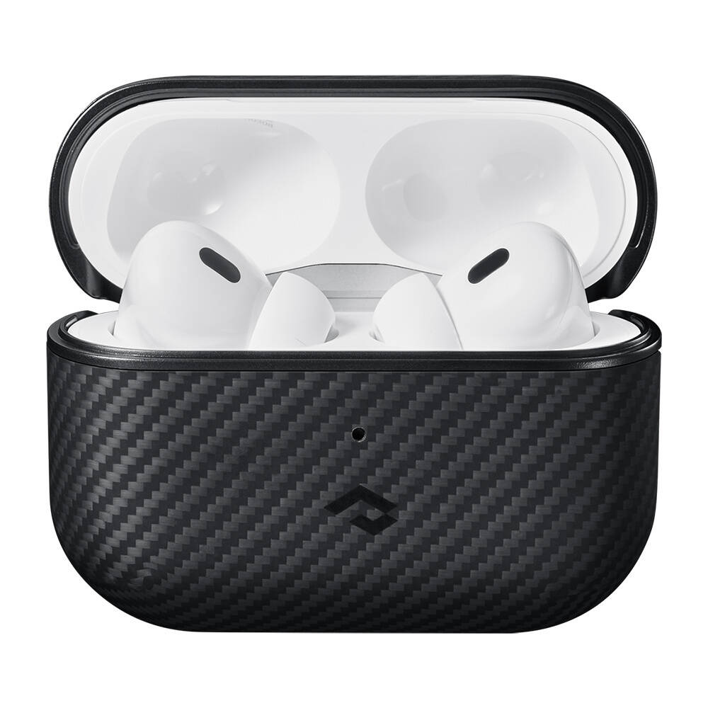 Apple Airpods Pro 2 Kılıf Magsafe Şarj Özellikli 600D Aramid Fiber Pitaka Classic Serisi Black-Grey Twill Kılıf - 4