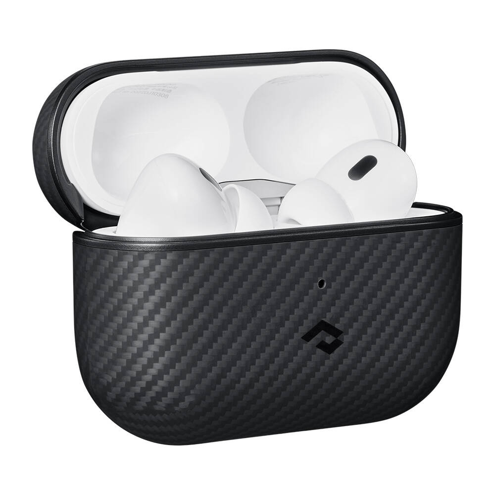 Apple Airpods Pro 2 Kılıf Magsafe Şarj Özellikli 600D Aramid Fiber Pitaka Classic Serisi Black-Grey Twill Kılıf - 6