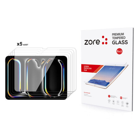 Apple iPad 11 Pro 2024 Zore 5in1 Tablet Temperli Cam Ekran Koruyucu - 1