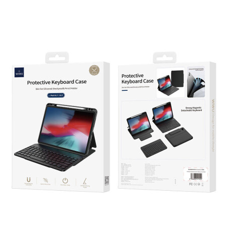 Apple iPad Air 10.9 2022 (4.Nesil) Wiwu Protective Gizli Kalem Bölmeli Klavyeli Kılıf - 6