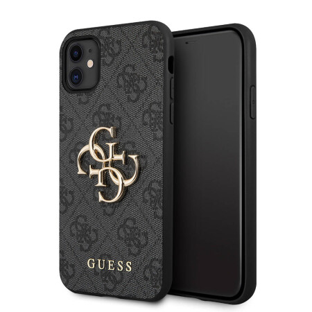 Apple iPhone 11 Kılıf GUESS PU Deri Büyük Metal Logo Dizaynlı Kapak - 1