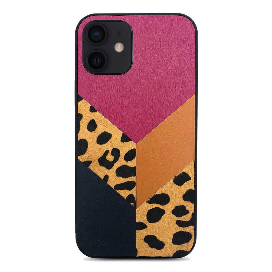 Apple iPhone 12 Kılıf Kajsa Glamorous Serisi Leopard Combo Kapak - 4