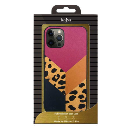 Apple iPhone 12 Kılıf Kajsa Glamorous Serisi Leopard Combo Kapak - 5