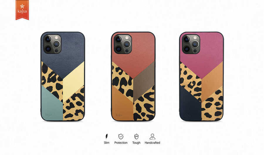 Apple iPhone 12 Kılıf Kajsa Glamorous Serisi Leopard Combo Kapak - 7