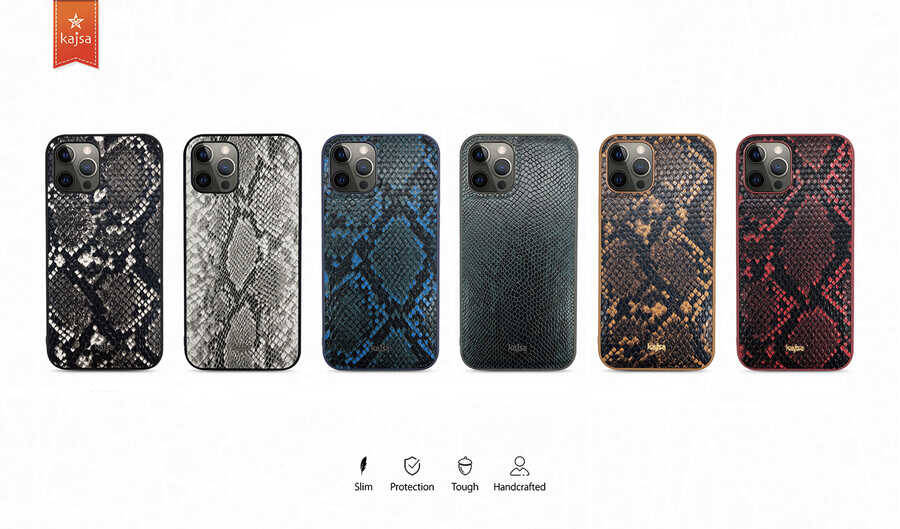 Apple iPhone 12 Kılıf Kajsa Glamorous Serisi Snake Pattern Kapak - 10