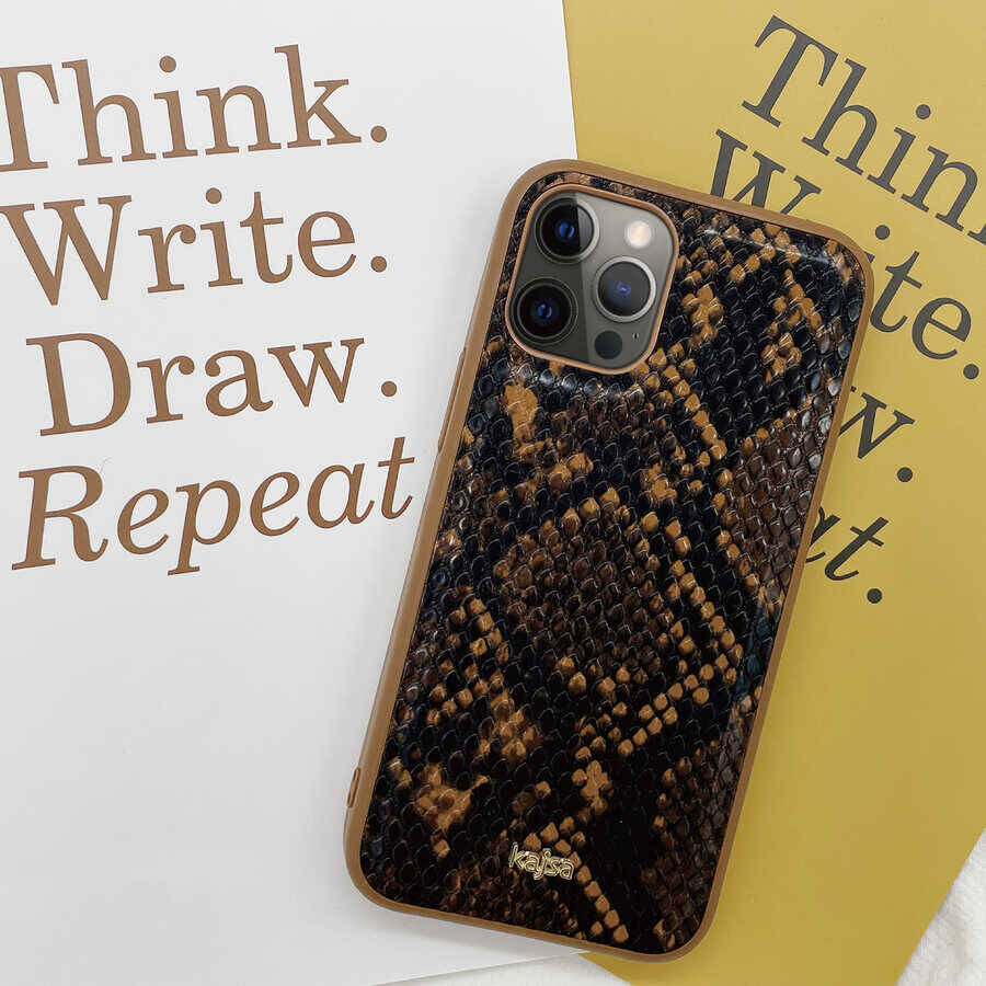 Apple iPhone 12 Kılıf Kajsa Glamorous Serisi Snake Pattern Kapak - 15