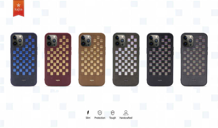 Apple iPhone 12 Kılıf Kajsa Preppie Serisi Spotlight Woven Kapak - 9