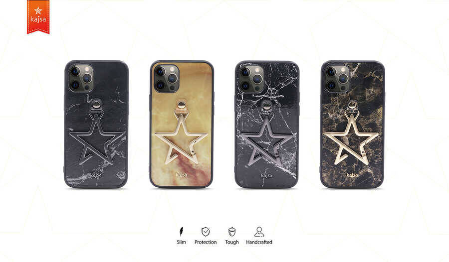 Apple iPhone 12 Kılıf Kajsa Starry Serisi Marble Kapak - 9