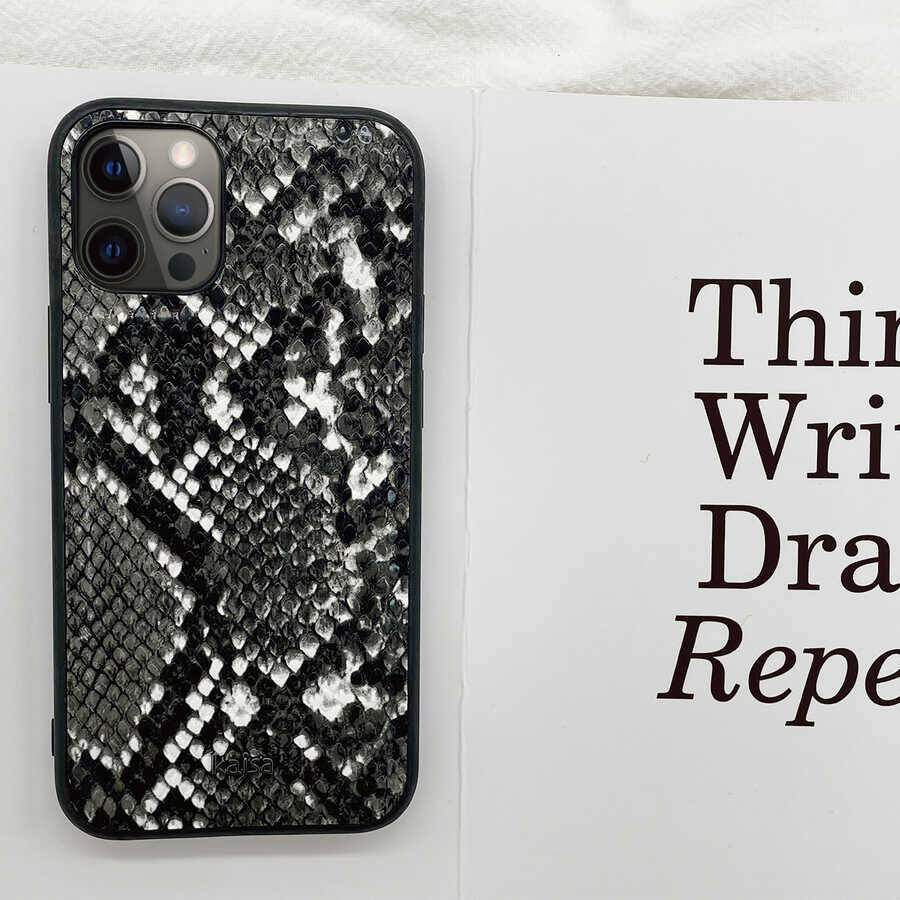 Apple iPhone 12 Pro Kılıf Kajsa Glamorous Serisi Snake Pattern Kapak - 16