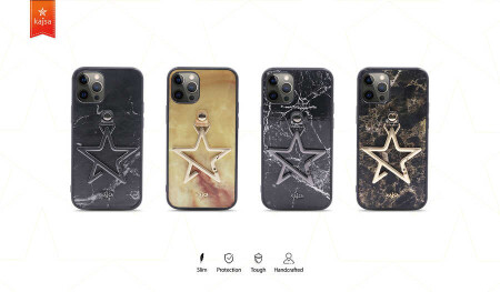 Apple iPhone 12 Pro Kılıf Kajsa Starry Serisi Marble Kapak - 6