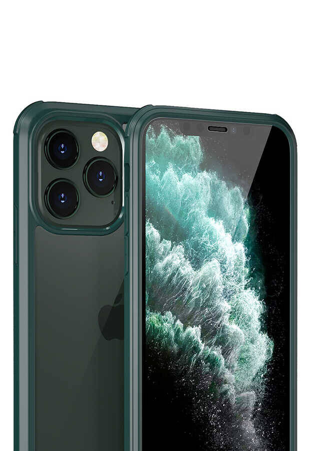 Apple iPhone 12 Pro Kılıf Zore Dor Silikon Temperli Cam Kapak - 30