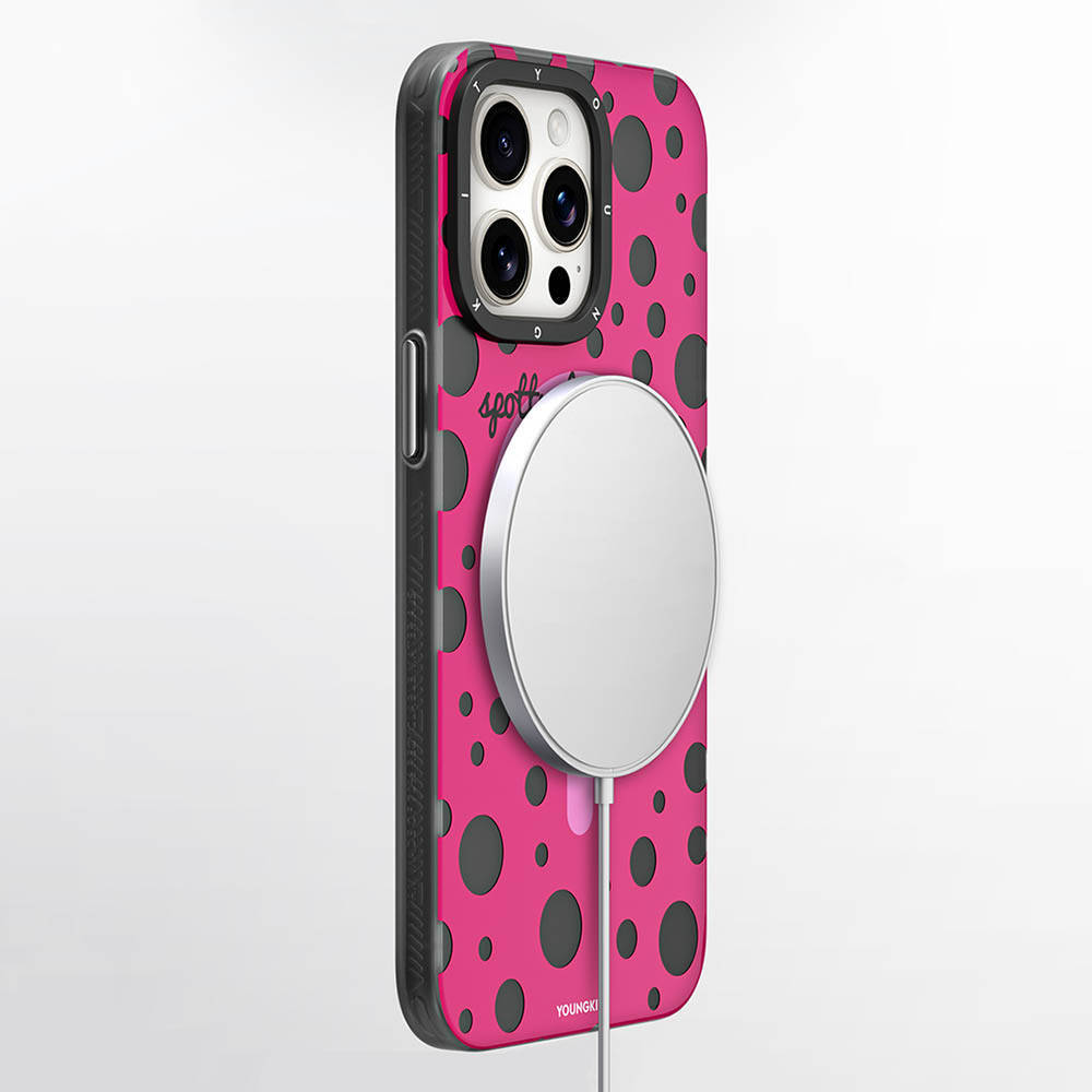 Apple iPhone 13 Pro Kılıf Magsafe Şarj Özellikli Polka Dot Desenli Youngkit Spots Serisi Kapak - 9