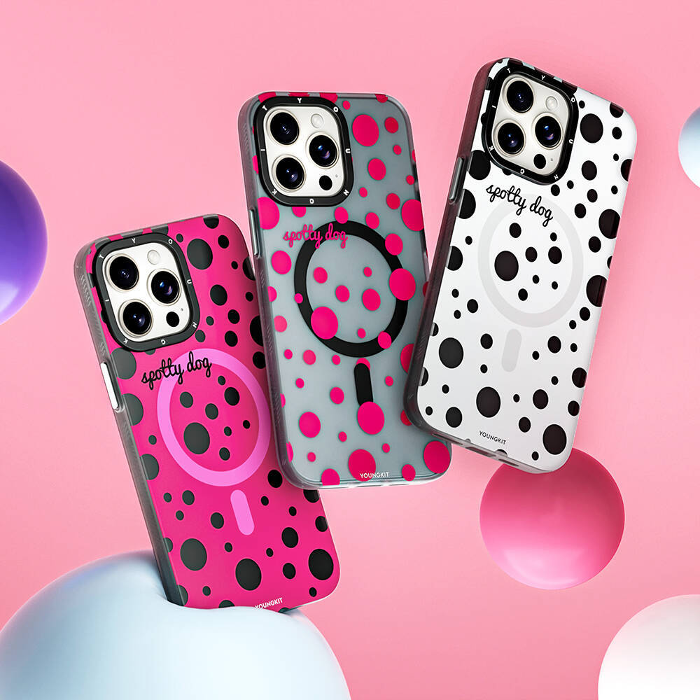 Apple iPhone 13 Pro Kılıf Magsafe Şarj Özellikli Polka Dot Desenli Youngkit Spots Serisi Kapak - 12