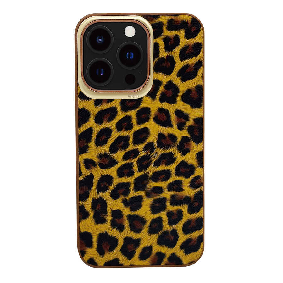 Apple iPhone 13 Pro Max Kılıf Kajsa Glamorous Serisi Leopard Combo Kapak - 3