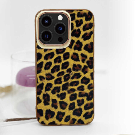 Apple iPhone 13 Pro Max Kılıf Kajsa Glamorous Serisi Leopard Combo Kapak - 12