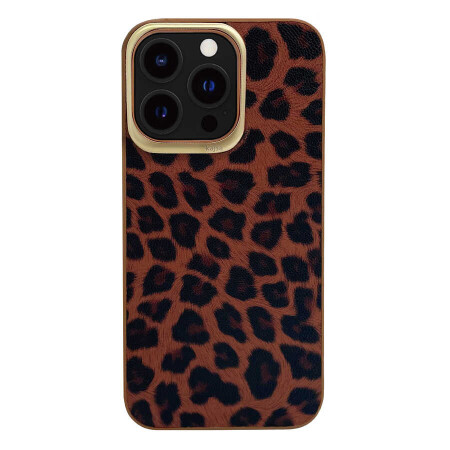 Apple iPhone 13 Pro Max Kılıf Kajsa Glamorous Serisi Leopard Combo Kapak - 2