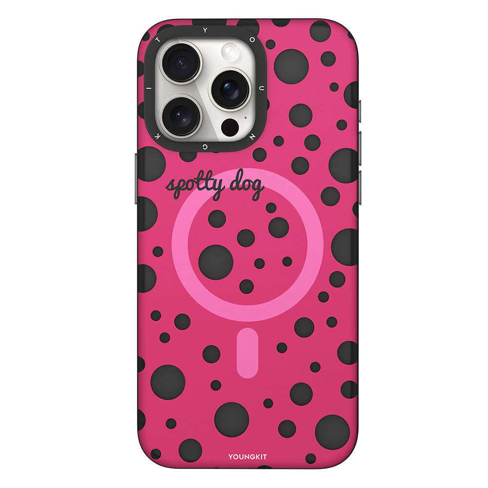 Apple iPhone 13 Pro Max Kılıf Magsafe Şarj Özellikli Polka Dot Desenli Youngkit Spots Serisi Kapak - 3