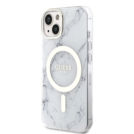 Apple iPhone 14 Plus Kılıf GUESS Magsafe Şarj Özellikli Mermer Desenli Kapak - 3