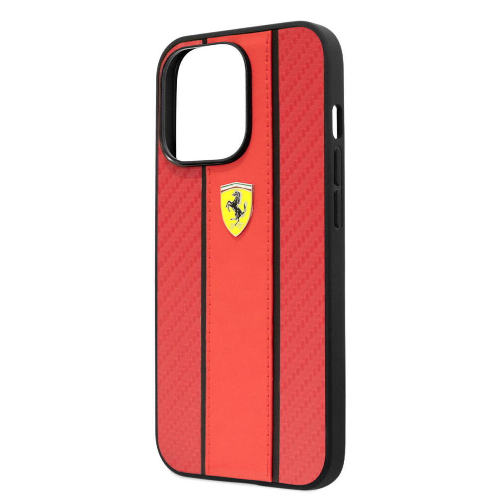 Apple iPhone 14 Pro Kılıf Ferrari PU Deri Ve Karbon Dizayn Kapak - 6