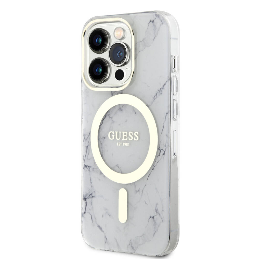 Apple iPhone 14 Pro Kılıf GUESS Magsafe Şarj Özellikli Mermer Desenli Kapak - 8