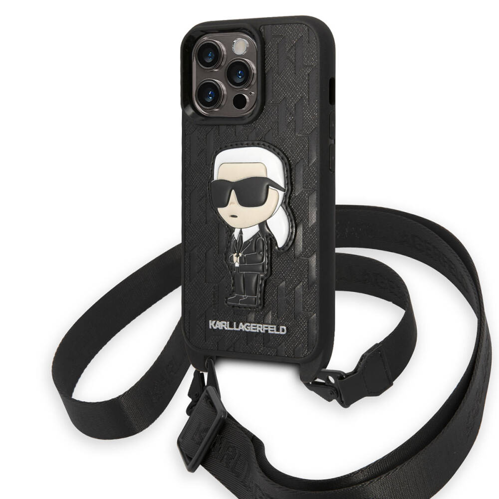 Apple iPhone 14 Pro Kılıf Karl Lagerfeld Boyun Askılı Karl Dizayn Kapak - 2