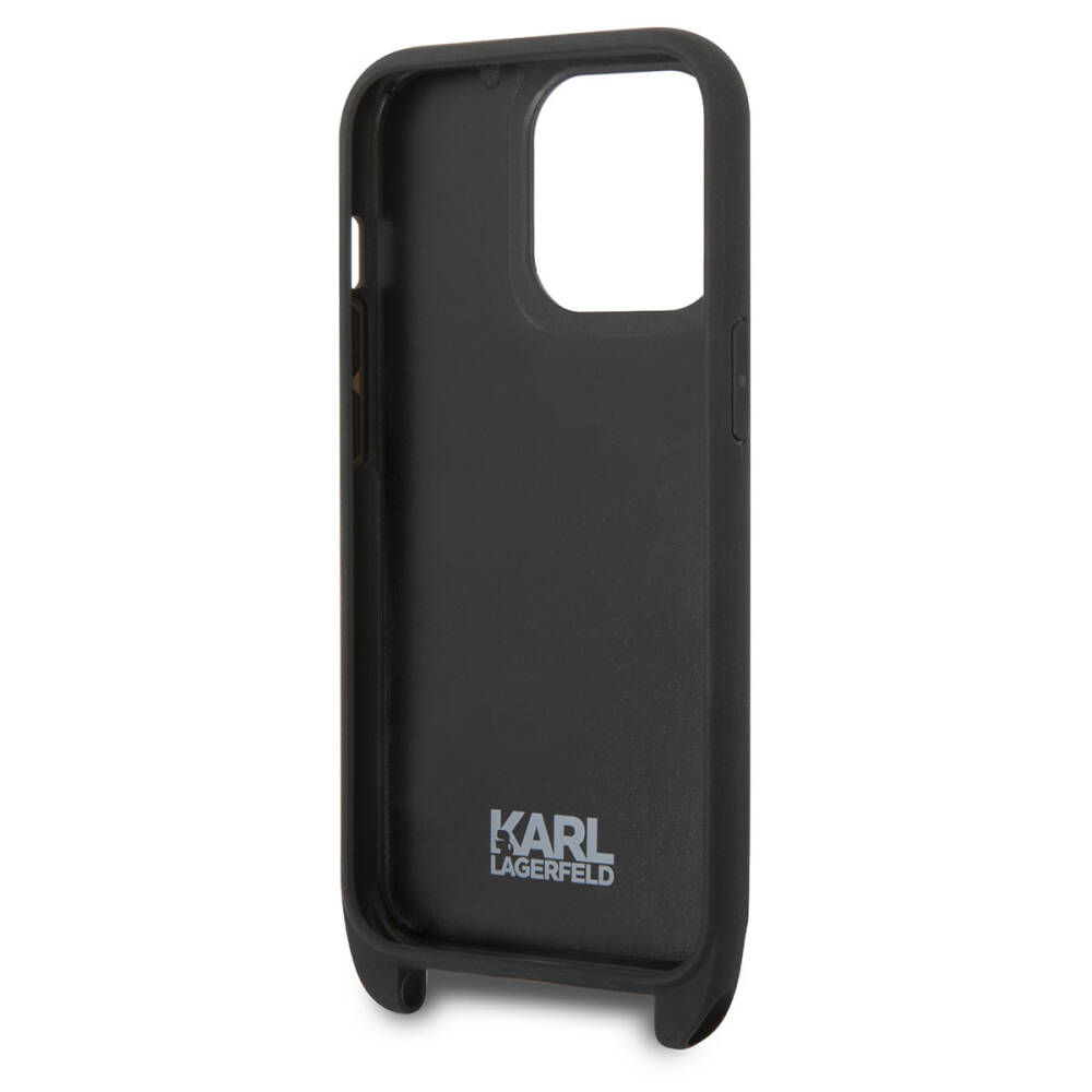 Apple iPhone 14 Pro Kılıf Karl Lagerfeld Boyun Askılı Karl Dizayn Kapak - 3