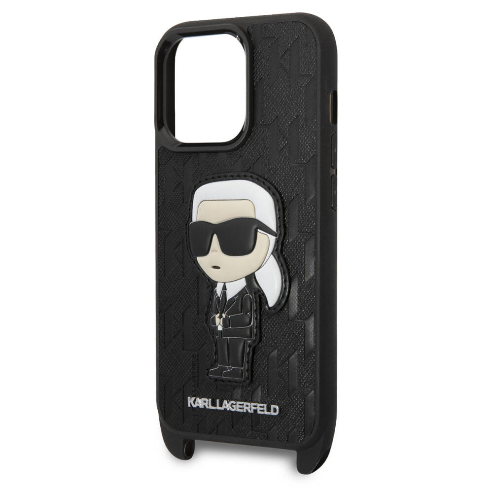 Apple iPhone 14 Pro Kılıf Karl Lagerfeld Boyun Askılı Karl Dizayn Kapak - 7