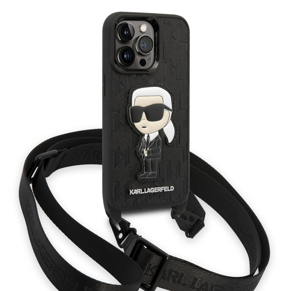 Apple iPhone 14 Pro Kılıf Karl Lagerfeld Boyun Askılı Karl Dizayn Kapak - 1