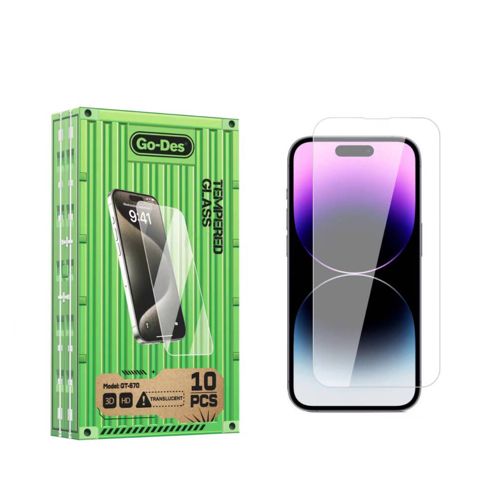 Apple iPhone 14 Pro Max Go Des Parmak İzi Bırakmayan 9H Oleofobik Bom Glass Ekran Koruyucu 10lu Paket - 2