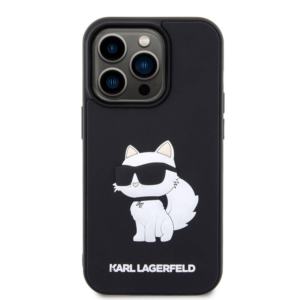 Apple iPhone 14 Pro Max Kılıf Karl Lagerfeld 3D Rubber Choupette Dizayn Kapak - 6