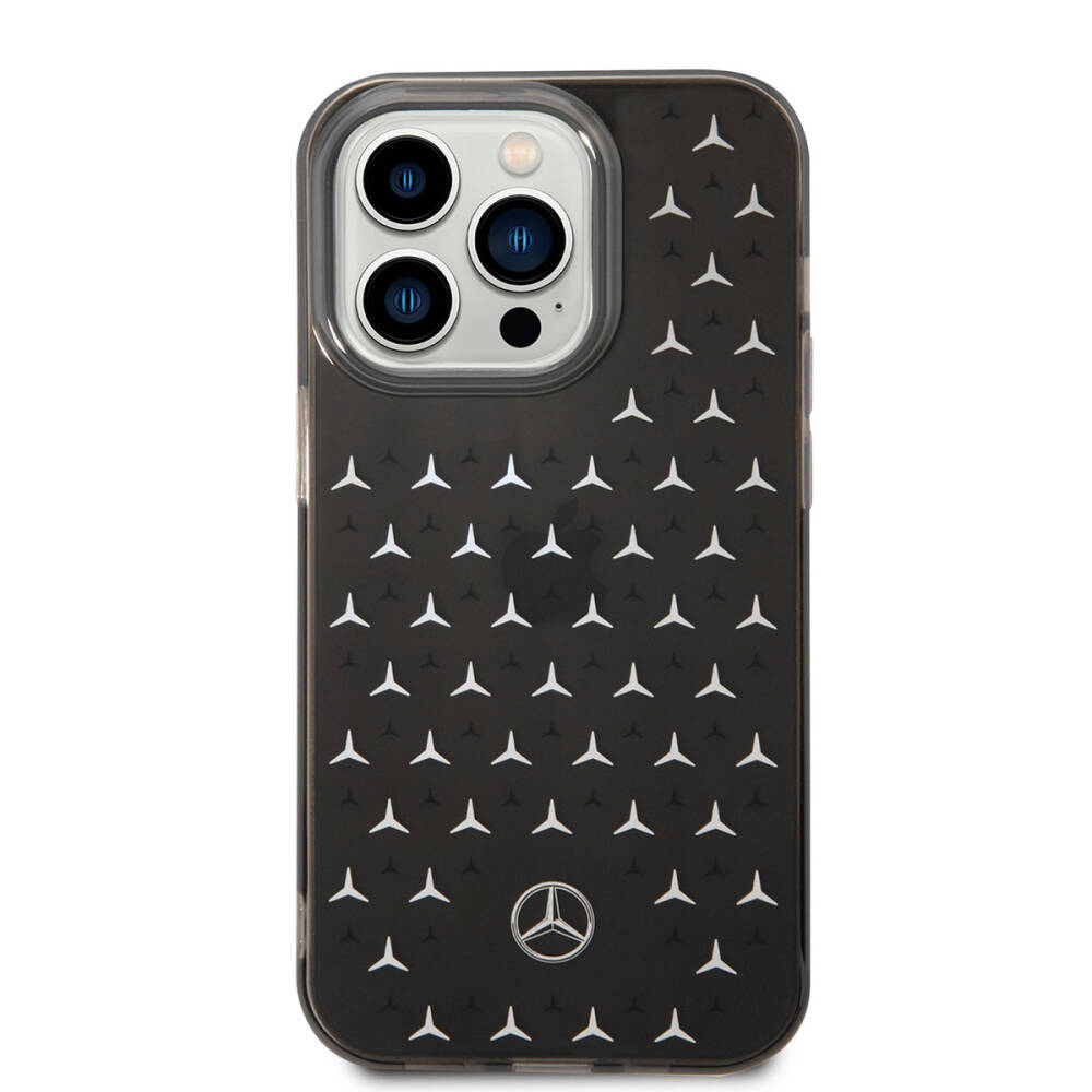 Apple iPhone 14 Pro Max Kılıf Mercedes Benz Çift Katmanlı Yıldız Desenli Dizayn Kapak - 4
