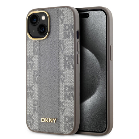 Apple iPhone 15 Kılıf DKNY Orjinal Lisanslı 3D Yazılı Checkered Pattern Kapak - 3