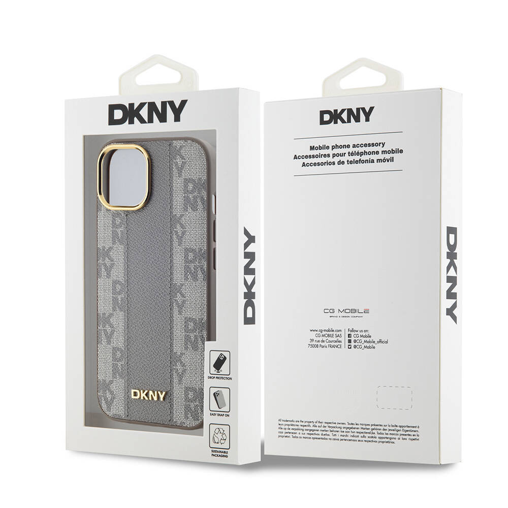 Apple iPhone 15 Kılıf DKNY Orjinal Lisanslı 3D Yazılı Checkered Pattern Kapak - 5