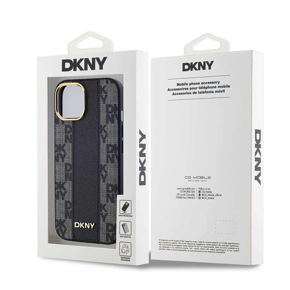 Apple iPhone 15 Kılıf DKNY Orjinal Lisanslı 3D Yazılı Checkered Pattern Kapak - 7