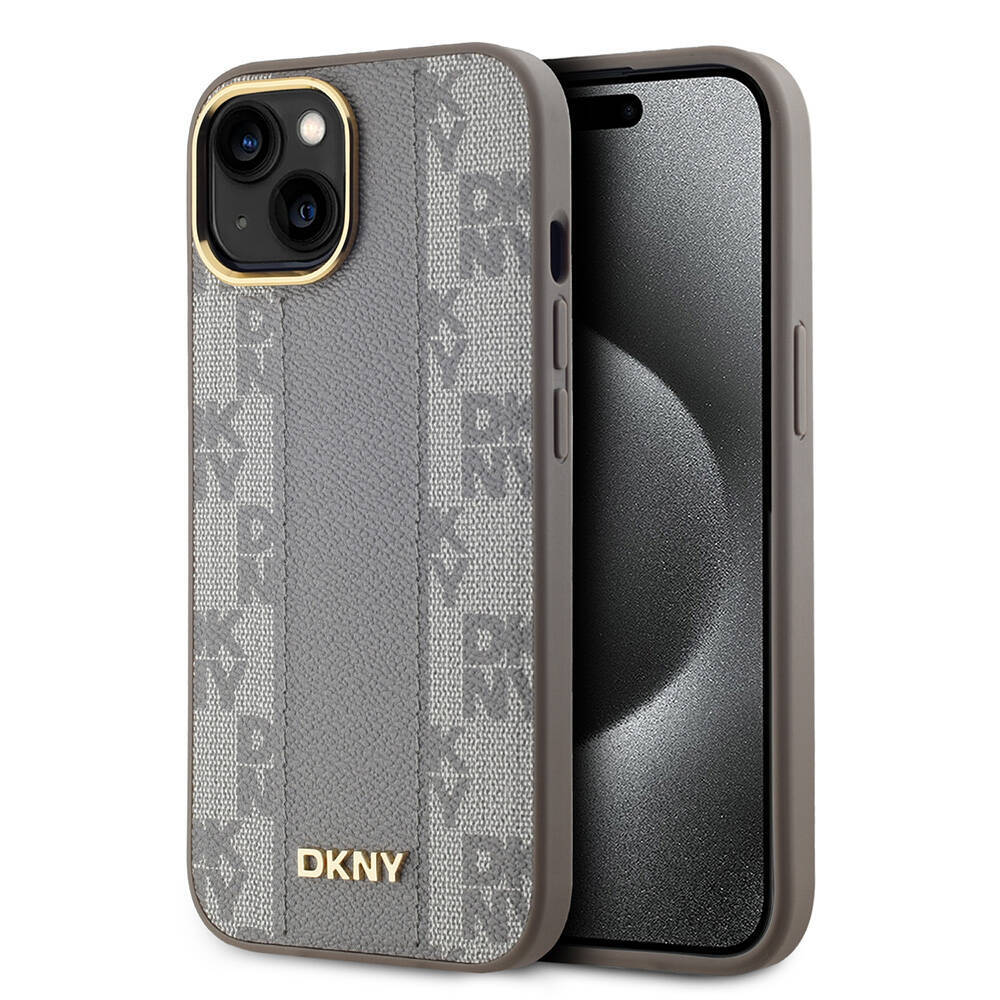 Apple iPhone 15 Kılıf DKNY Orjinal Lisanslı 3D Yazılı Checkered Pattern Kapak - 2