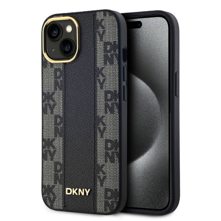 Apple iPhone 15 Kılıf DKNY Orjinal Lisanslı 3D Yazılı Checkered Pattern Kapak - 1