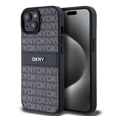 Apple iPhone 15 Kılıf DKNY Orjinal Lisanslı 3D Yazılı Repeat Texture Pattern Kapak - 2