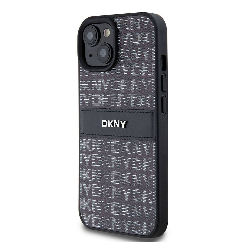 Apple iPhone 15 Kılıf DKNY Orjinal Lisanslı 3D Yazılı Repeat Texture Pattern Kapak - 8