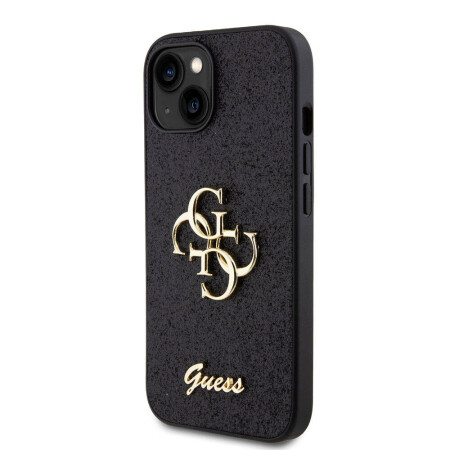 Apple iPhone 15 Kılıf Guess Orjinal Lisanslı 4G Büyük Metal Logolu Glitter Kapak - 5