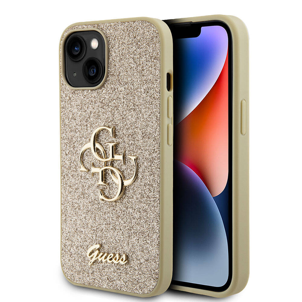 Apple iPhone 15 Kılıf Guess Orjinal Lisanslı 4G Büyük Metal Logolu Glitter Kapak - 11