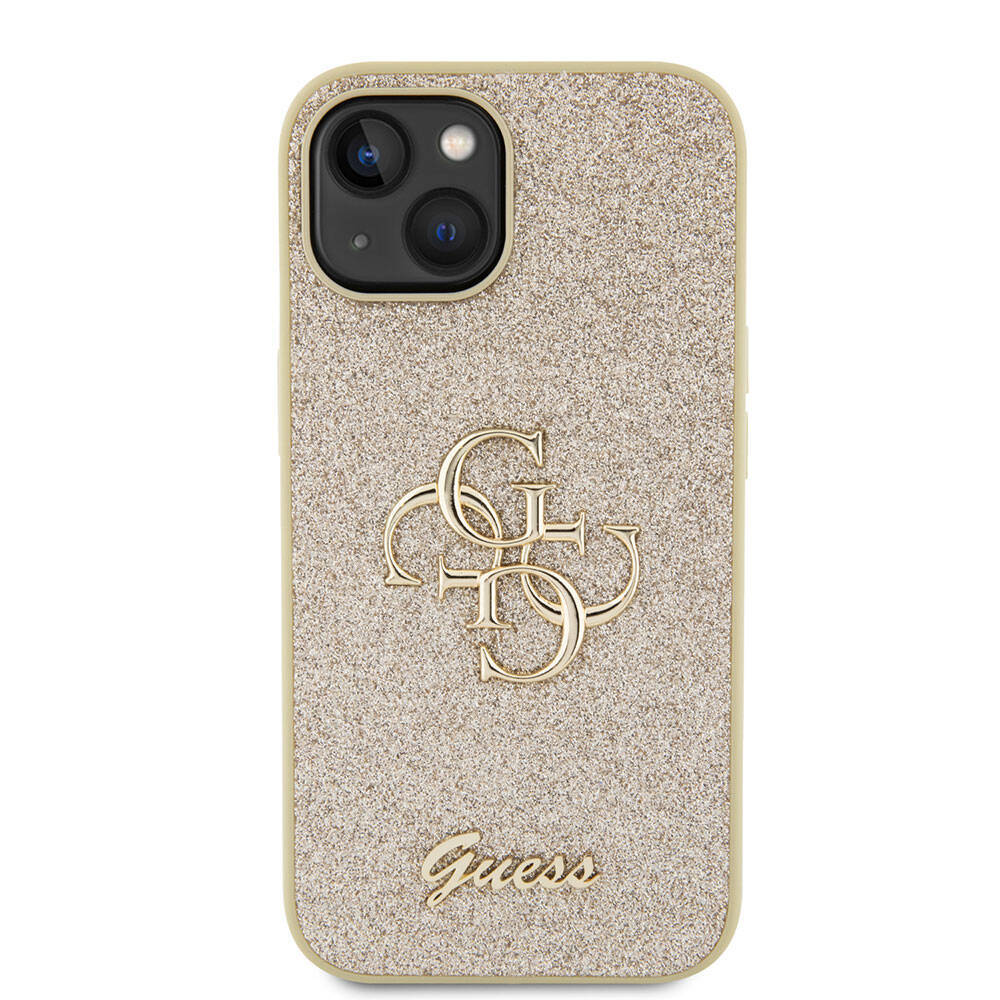 Apple iPhone 15 Kılıf Guess Orjinal Lisanslı 4G Büyük Metal Logolu Glitter Kapak - 13