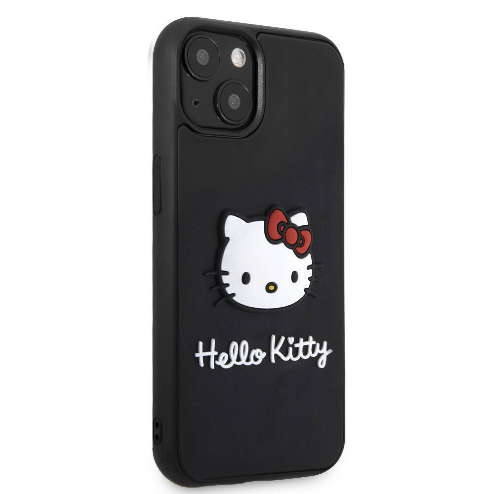 Apple iPhone 15 Kılıf Hello Kitty Orjinal Lisanslı Yazı ve İkonik Logolu 3D Rubber Kitty Head Kapak - 5