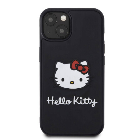 Apple iPhone 15 Kılıf Hello Kitty Orjinal Lisanslı Yazı ve İkonik Logolu 3D Rubber Kitty Head Kapak - 4