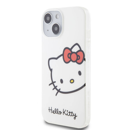 Apple iPhone 15 Kılıf Hello Kitty Orjinal Lisanslı Yazı ve İkonik Logolu Kitty Head Kapak - 4