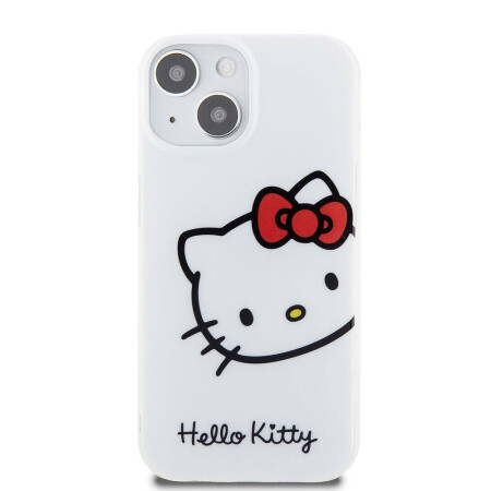 Apple iPhone 15 Kılıf Hello Kitty Orjinal Lisanslı Yazı ve İkonik Logolu Kitty Head Kapak - 5