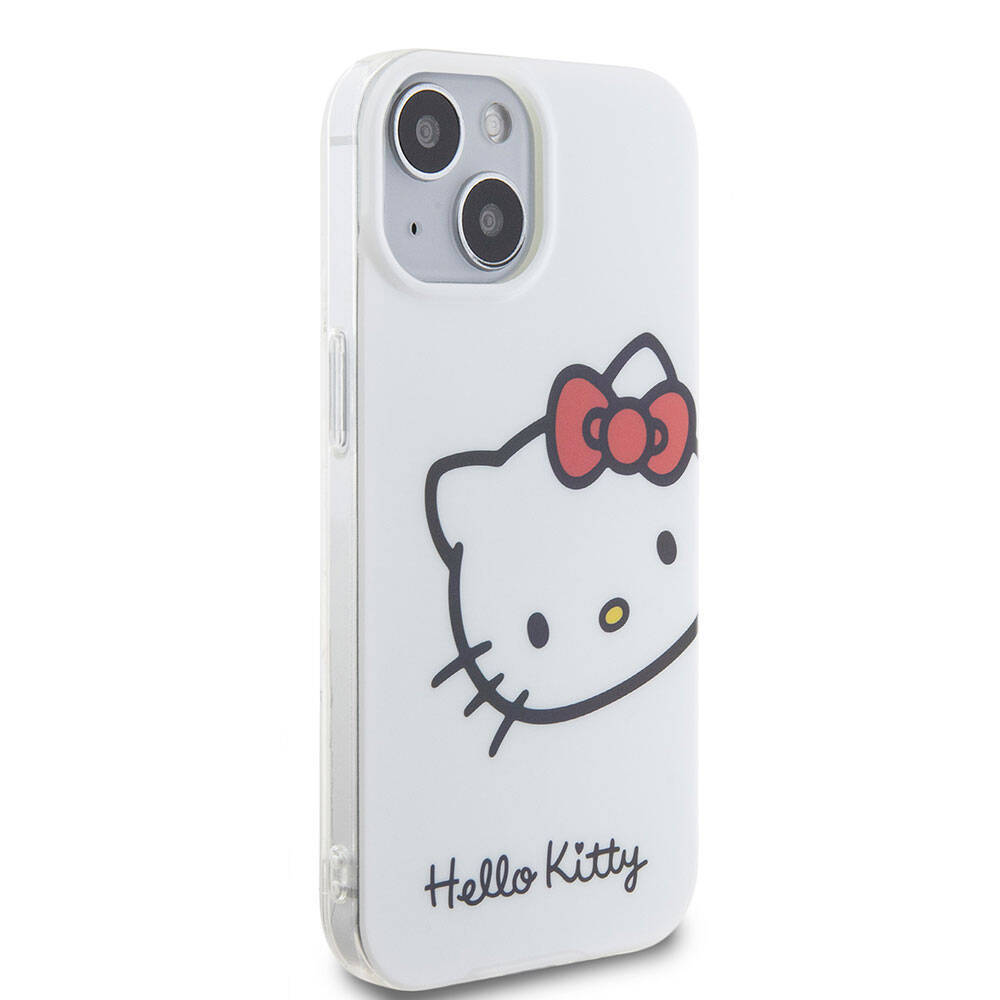 Apple iPhone 15 Kılıf Hello Kitty Orjinal Lisanslı Yazı ve İkonik Logolu Kitty Head Kapak - 6