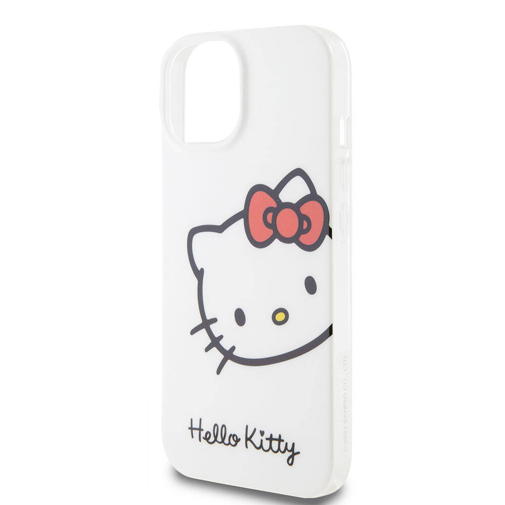 Apple iPhone 15 Kılıf Hello Kitty Orjinal Lisanslı Yazı ve İkonik Logolu Kitty Head Kapak - 8